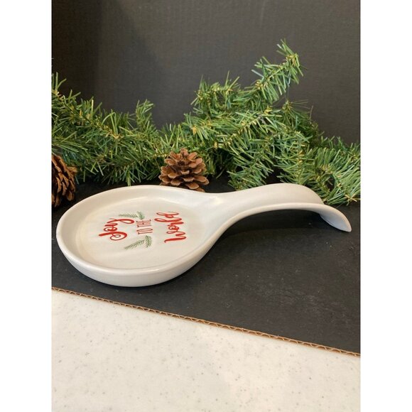 New Kirklands “Joy to the World” Kitchen Ceramic Spoon Rest - Picture 6 of 7